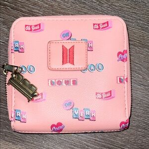 Pink BTS Logo Zip Wallet EUC